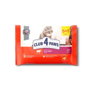 CLUB4PAWS Adult βοδινό σε ζελέ 5+1x80gr
